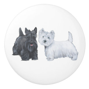 Pomo De Cerámica Terriers escoceses y West Highland