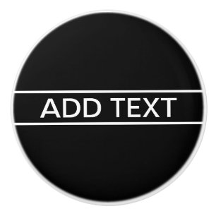 Pomo De Cerámica Texto de personalizable Negra y blanca moderna