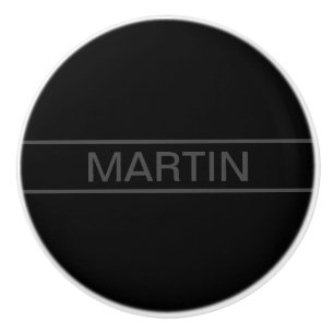 Pomo De Cerámica Texto de personalizable   Negra y gris oscuro