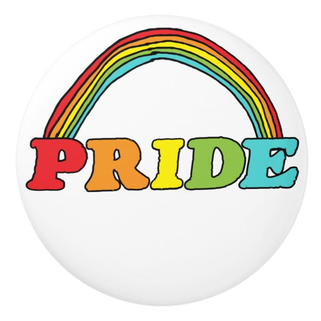 Pomo De Cerámica Texto del orgullo y arcoiris (Anverso)