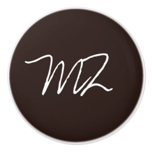 Pomo De Cerámica Texto personalizado sobre chocolate negro