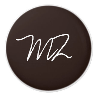 Pomo De Cerámica Texto personalizado sobre chocolate negro