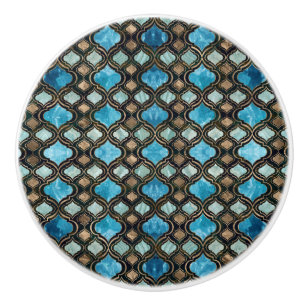 Pomo De Cerámica Textos azules de cristal azul marroquí