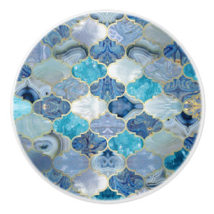 Pomo De Cerámica Textos Minerales Azules marroquíes