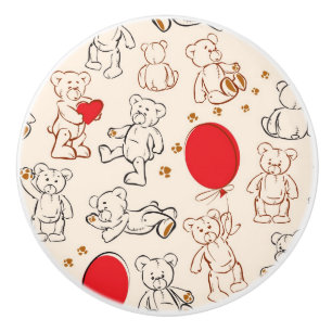 Pomo De Cerámica Textura con los osos de peluche