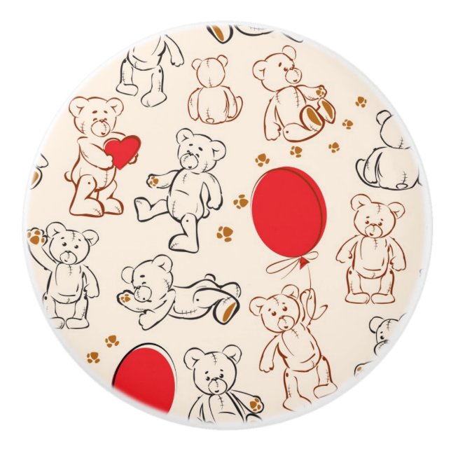 Pomo De Cerámica Textura con los osos de peluche (Anverso)