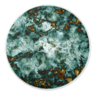 Pomo De Cerámica Textura de mármol verde con las venas