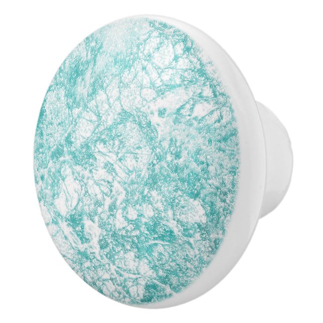 Pomo De Cerámica Textura de Mint Blue & White Marble (Derecha)