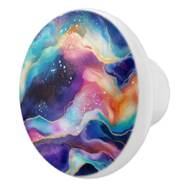 Pomo De Cerámica Textura estética del arco iris agate purpurina
