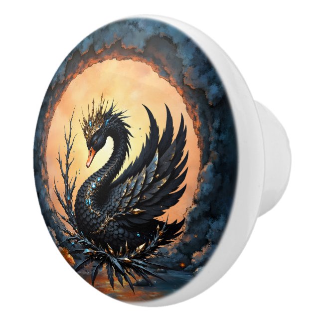 Pomo De Cerámica The Obsidian Swan of Moonlit Grace. (Derecha)