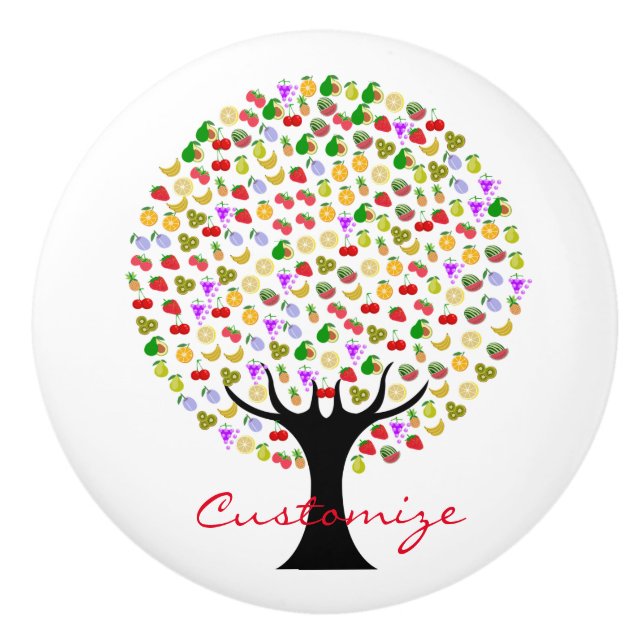 Pomo De Cerámica Thunder_Cove, árbol multifrutal (Anverso)