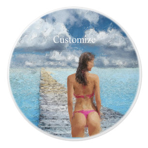 Pomo De Cerámica Thunder_Cove, Chica de bikini