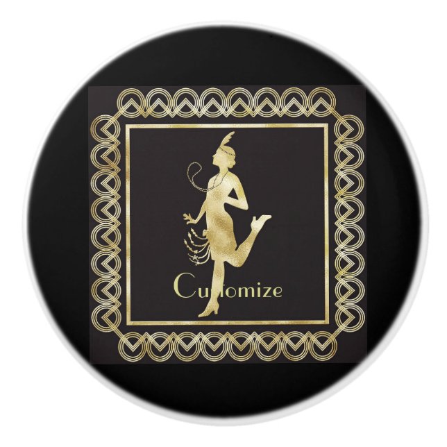 Pomo De Cerámica Thunder_Cove, Chica de Flapper de 1920  (Anverso)