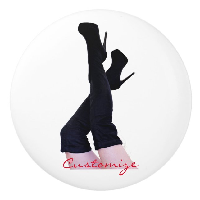 Pomo De Cerámica Thunder_Cove con aletas de cuero negro de alto (Anverso)