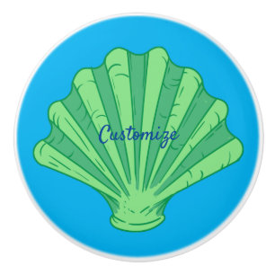 Pomo De Cerámica Thunder_Cove de la cubierta de vieira verde de sal