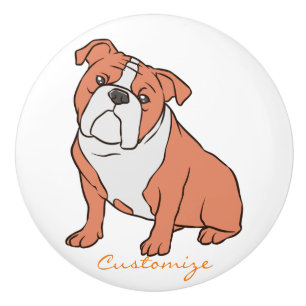 Pomo De Cerámica Thunder_Cove de la raza del bulldog