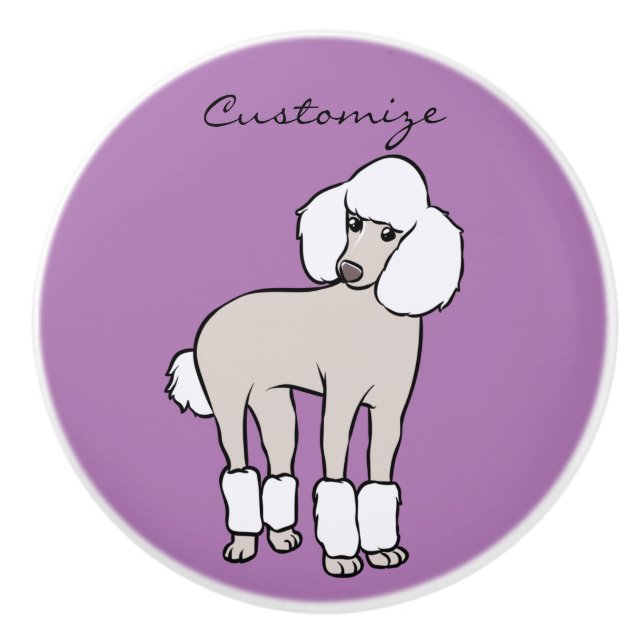 Pomo De Cerámica Thunder_Cove de perro caniche estándar (Anverso)