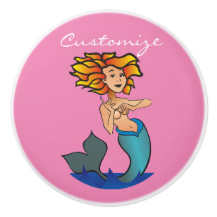 Pomo De Cerámica Thunder_Cove de sirena con cabeza atrás