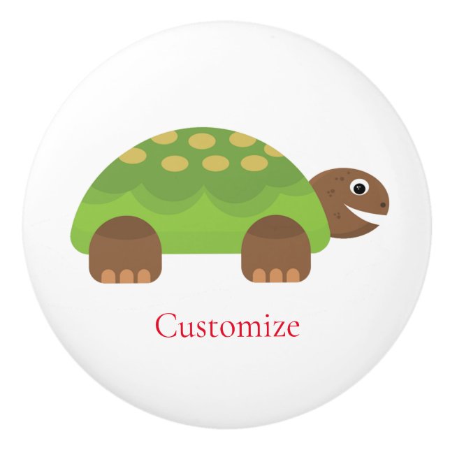 Pomo De Cerámica Thunder_Cove feliz tortuga sonriente (Anverso)