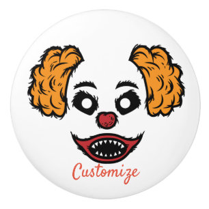 Pomo De Cerámica Thunder_Cove, payaso gracioso y asustado