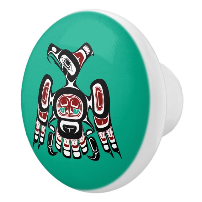 Pomo De Cerámica Thunderbird nativo americano de raza negra Kaigani (Derecha)