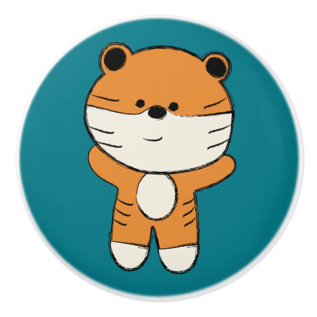 Pomo De Cerámica Tigre Adorable (Anverso)