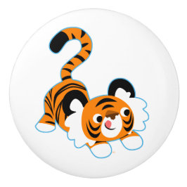 Pomo De Cerámica Tigre Personalizado Cuto Listo Para Jugar