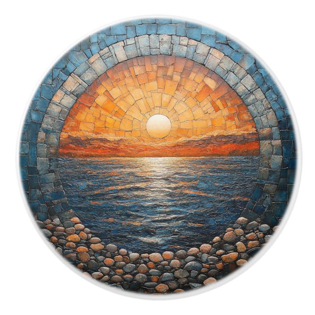 Pomo De Cerámica Tilework Sunset Ocean Beach House (Anverso)