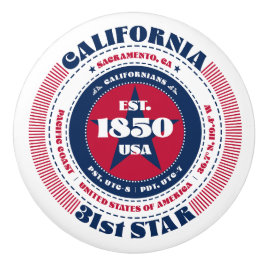 Pomo De Cerámica Tipografía azul blanca roja del estado de Estados 