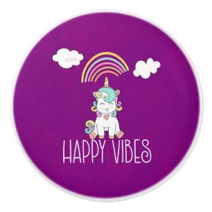 Pomo De Cerámica Tipografía de vibraciones felices sonrientes unico