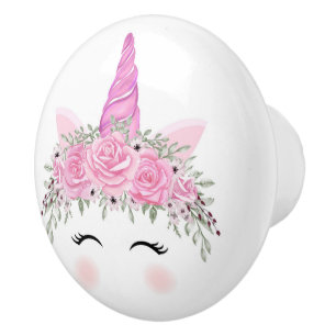 Pomo De Cerámica Tira cerámica de la cara de Unicornio