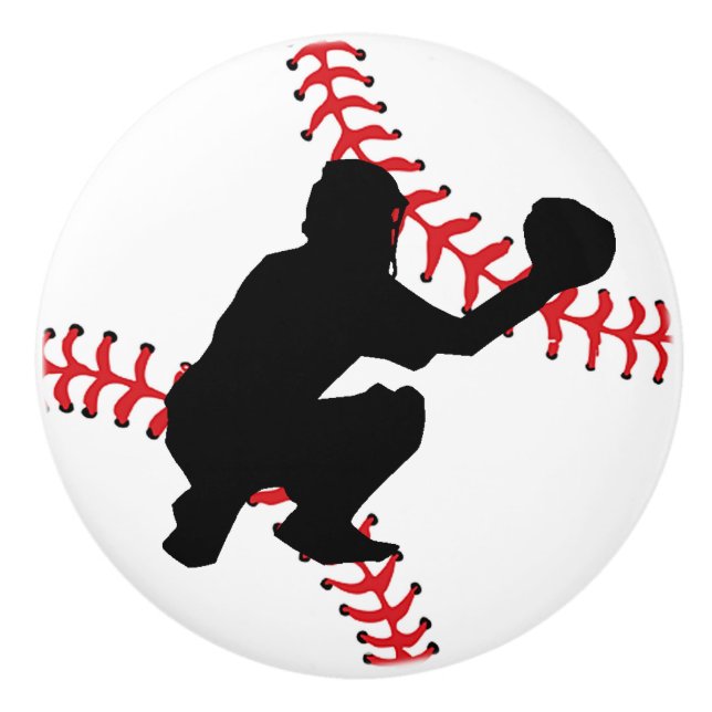 Pomo De Cerámica Tira de cajón de diseño de béisbol, botón del gabi (Anverso)