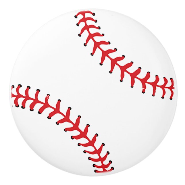 Pomo De Cerámica Tira de cajón de diseño de béisbol, botón del gabi (Anverso)