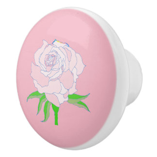 Pomo De Cerámica Tira de cajón - Flor de Rosa