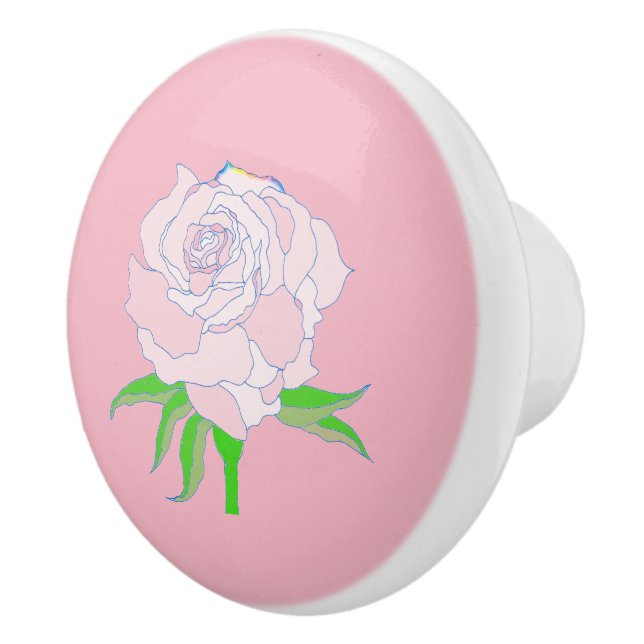 Pomo De Cerámica Tira de cajón - Flor de Rosa (Derecha)
