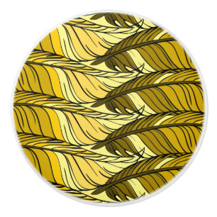Pomo De Cerámica Tira de cajón - Plumas Amarillas en mosaico