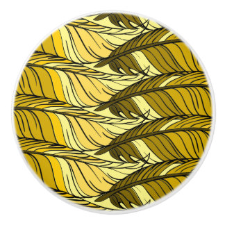 Pomo De Cerámica Tira de cajón - Plumas Amarillas en mosaico