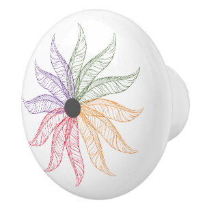 Pomo De Cerámica Tira de cajón - Plumas coloreadas