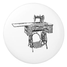 Pomo De Cerámica Tira de cerámica - Tema de coser vintage, cantante
