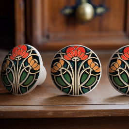 Pomo De Cerámica Tira de los Knobs Art Nouveau Elegance