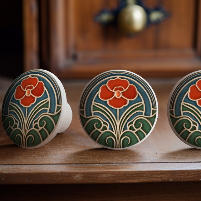 Pomo De Cerámica Tira de los Knobs de la flor nouveau (Subido por el creador)