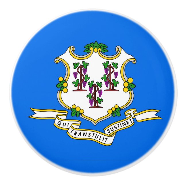 Pomo De Cerámica Tira de perilla cerámica con bandera de Connecticu (Anverso)
