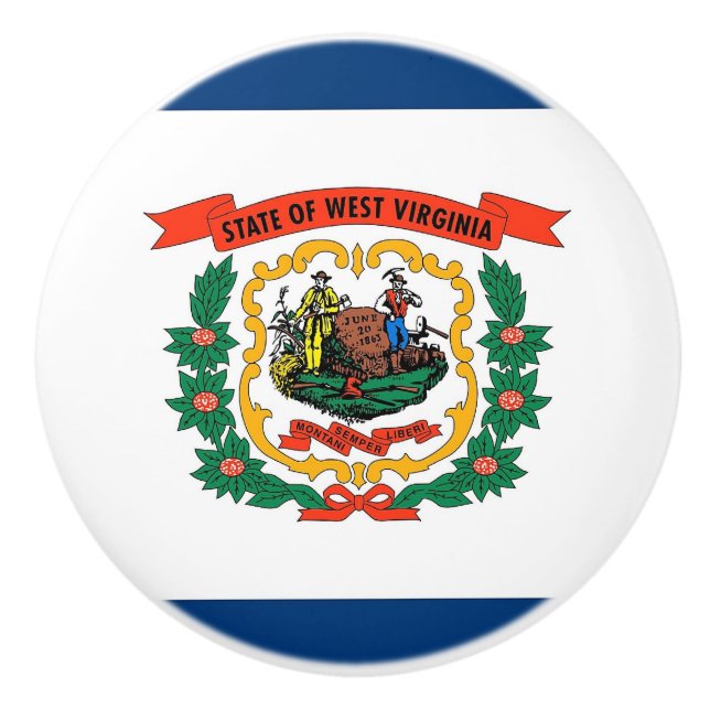 Pomo De Cerámica Tira de perilla cerámica con bandera del estado de (Anverso)