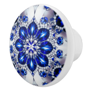 Pomo De Cerámica Tira de perilla cerámica con colores azules blanco