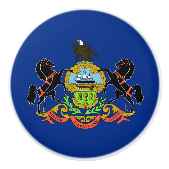Pomo De Cerámica Tira de perilla de cerámica con bandera de Pennsyl (Anverso)