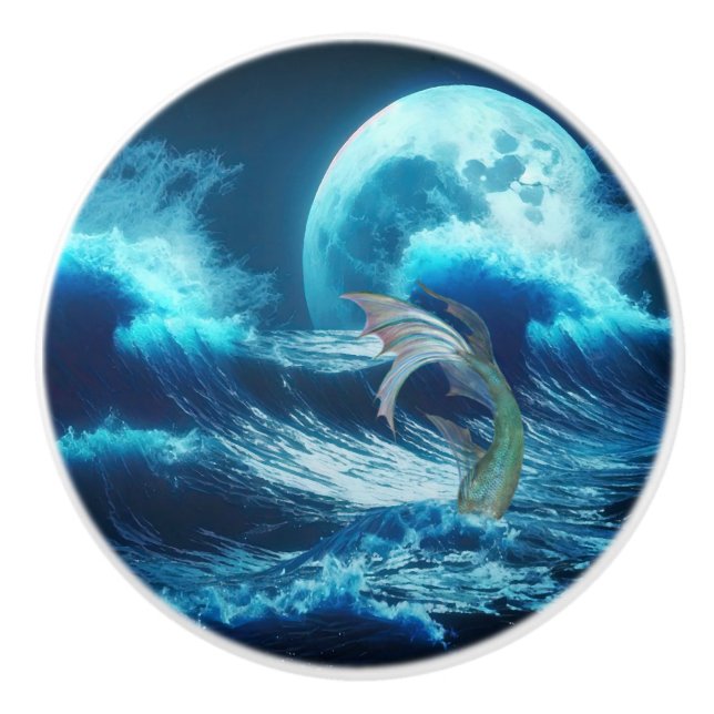 Pomo De Cerámica Tira de puerta de cerámica de sirena (Anverso)