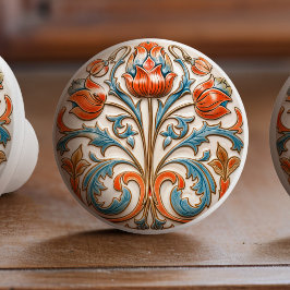 Pomo De Cerámica Tira del botón cerámico del tulipano victoriano Gr