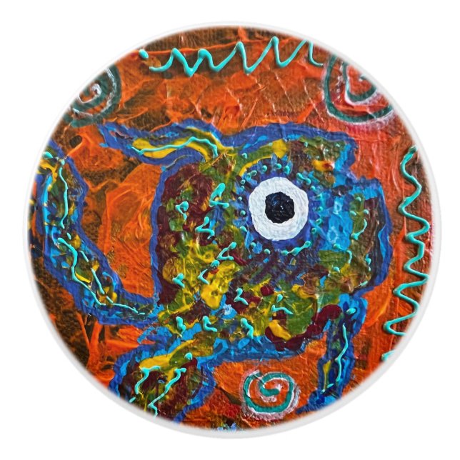 Pomo De Cerámica Tira del botón de pesca (Anverso)