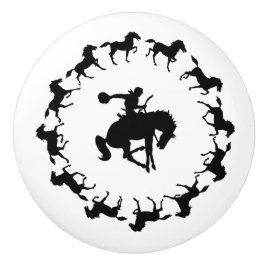 Pomo De Cerámica Tira del Cowboy Rider Vintage Bronc