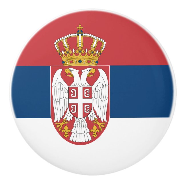 Pomo De Cerámica Tiras de cerámica con bandera de Serbia (Anverso)
